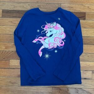 Blue Unicorn Long-Sleeved Kids Shirt